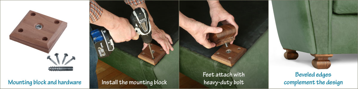 8 Easy Ways To Attach Furniture Feet, How To Install Legs On Sofa